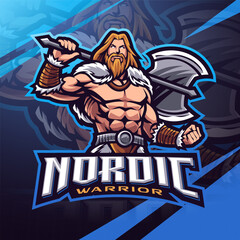 Nordic warrior esport mascot logo design