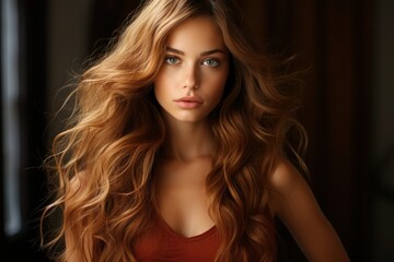 Fototapeta premium close up photo young beautiful girl with long light hair