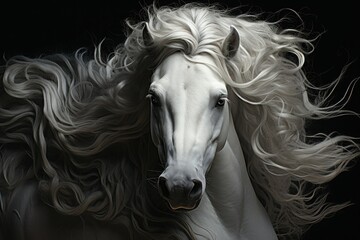 : white horse portrait close up