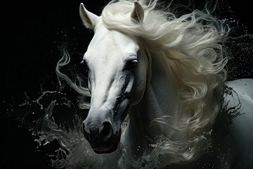 : white horse portrait close up