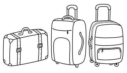 Hand drawn doodle of suitcase  isolated on white background.travel bag for travel vector hand-drawn.
