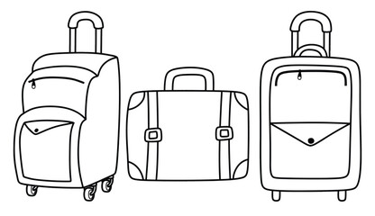Hand drawn doodle of suitcase  isolated on white background.travel bag for travel vector hand-drawn.