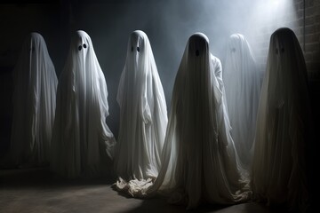 sheet ghosts. Halloween concept.