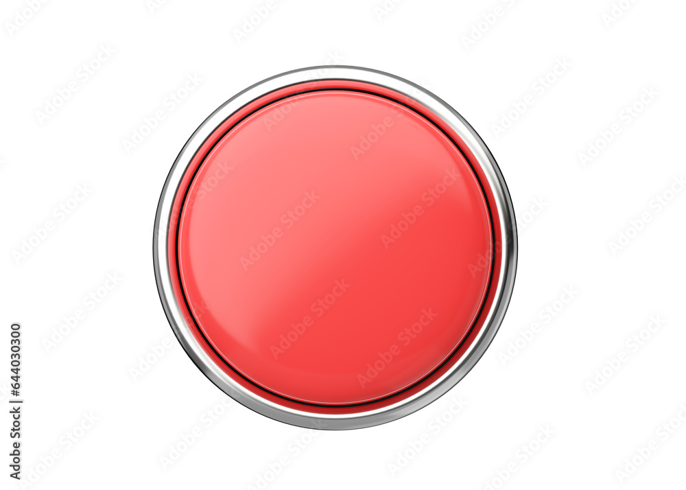 Wall mural 3d render circle buttons set - glossy web elements, oval shiny label with chrome and clean click sym
