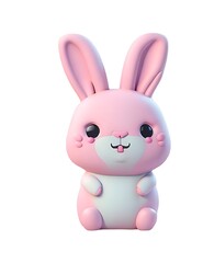 Naklejka na ściany i meble Cute rabbit 3d illustration mascot cartoon design isolated on white background