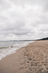 Baltic Sea waves and cloudy sky