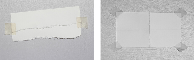 Collection of torn ripped paper with adhesive tape