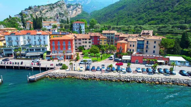 View of Torbole on Lake Garda - Italy - Drone flight