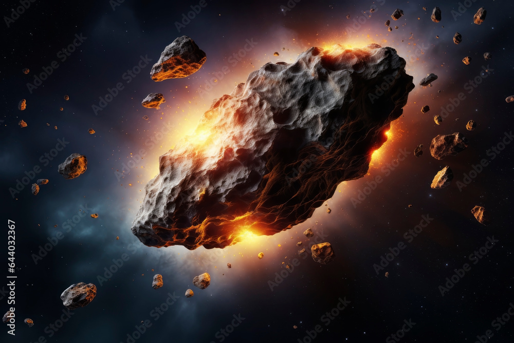 Wall mural asteroid in outer space. generative ai