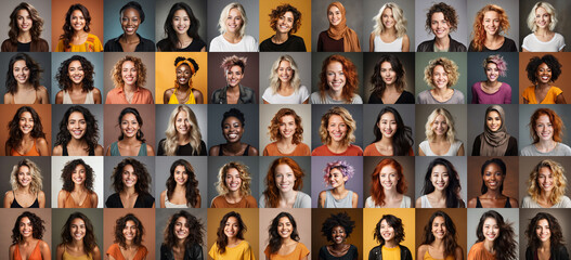 large diversity group of fictional women people of different ethnicity - Powered by Adobe