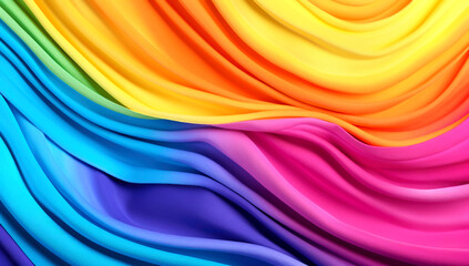 Obraz premium Pride gay flag waving in the wind. Close up of LGBT rainbow banner blowing, soft and smooth silk. Cloth fabric texture ensign background. Made with AI gereration