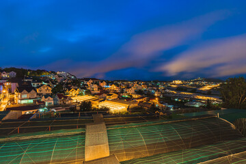 Da Lat city in fanciful fog, hidden in fog and clouds.