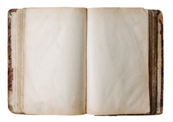 Opened retro empty book on wooden floor