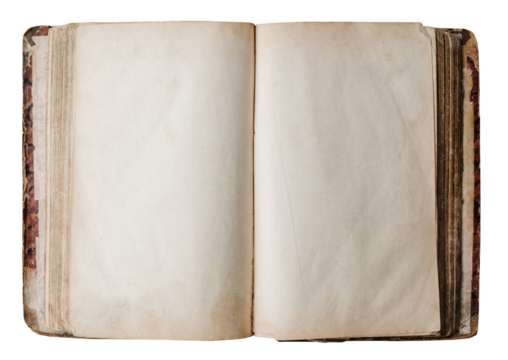 Opened retro empty book on wooden floor