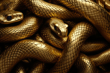 Fototapeta premium Golden snakes background. 