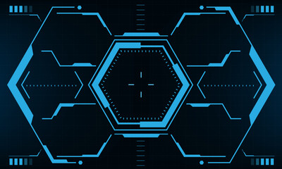 HUD sci-fi interface screen view blue geometric design virtual reality futuristic technology creative display vector