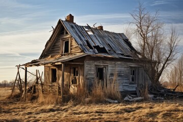 An old abandoned house. crumbling wooden house