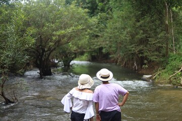 asian woman travel at Suan Phueng, ratchaburi province, thailand