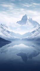 Fototapeta premium A mountain is reflected in the still water of a lake