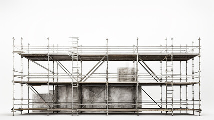 scaffolding isolated on white background abstract development installation construction site