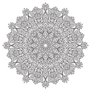 Mandala Coloring Page Complex Black and White Mandala Design on White Background Vector Illustration 4