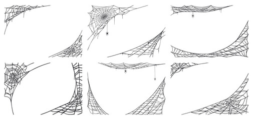 Spider web vector background art set