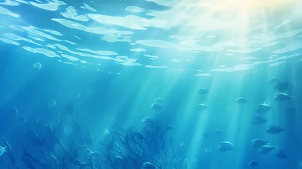 Foto op Canvas underwater sea ocean watercolor blue transparent background © kichigin19