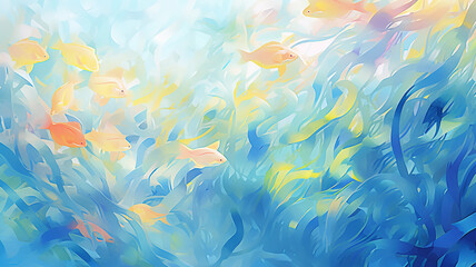 Fototapeta na wymiar underwater sea ocean watercolor blue transparent background