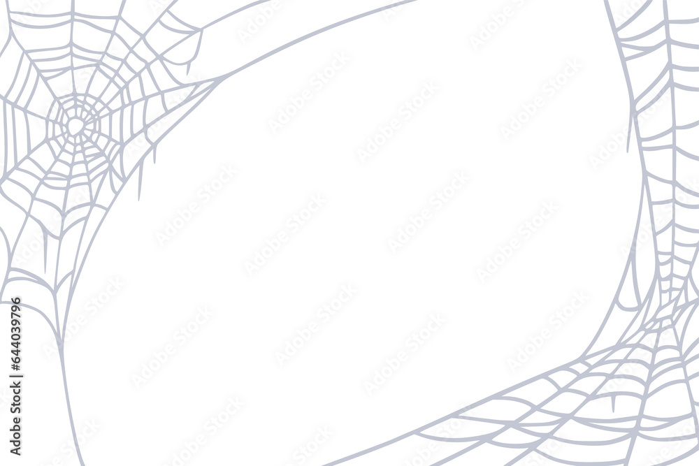 Wall mural spider web vector background art. silhouette frame of cobweb for october holiday halloween backgroun