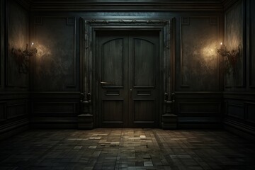 Fototapeta na wymiar Open door in dark and mysterious style