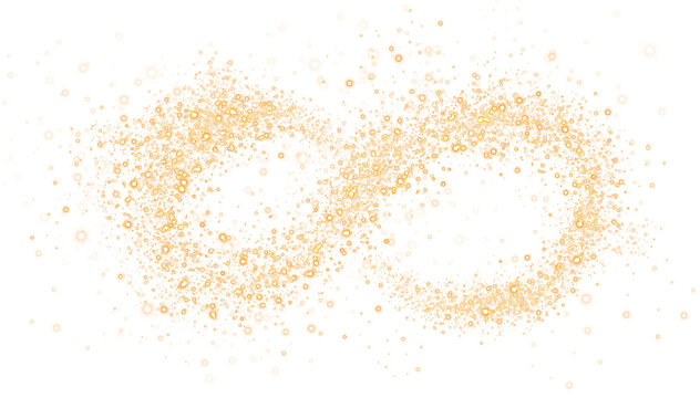 Glow light effect. Golden glitter and bokeh in the form of infinity on transparent backdrop. Luxury particles with stardust. Magic Christmas composition. Special shine for poster or advertising. PNG.
