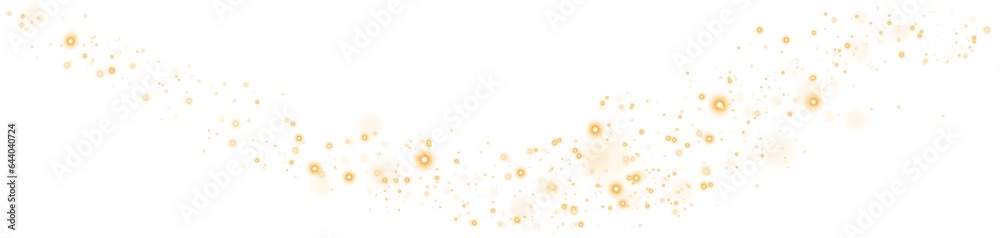 Wall mural golden glitter and bokeh on transparent backdrop. luxury particles with stardust. glow light effect.