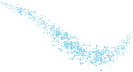 Blue glitter and bokeh on transparent backdrop. Luxury particles with stardust. Glow light effect. Magic Christmas composition. Special shine for poster or advertising. PNG.