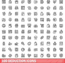 100 deduction icons set. Outline illustration of 100 deduction icons vector set isolated on white background