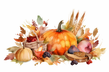 Watercolor Thanksgiving day illustration background