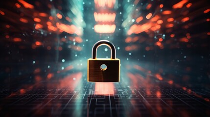 A padlock in front of a glowing background