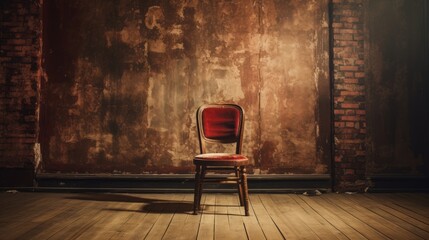 Vintage chair on a wooden stage