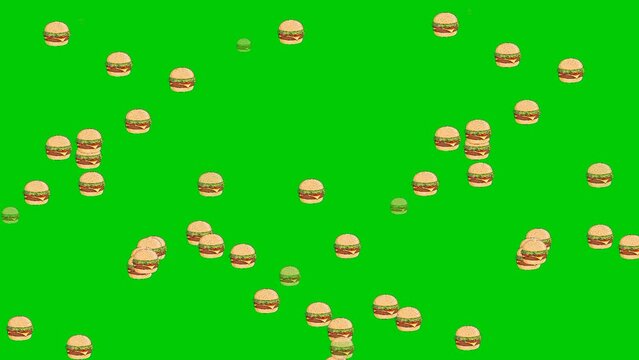 Rain burger motion graphic video on green screen backgound