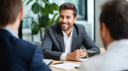 Man consulting with financial manager in the office, bank and finance concept for investment or job interview for management
