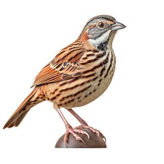 Lincolns sparrow bird isolated on white background.
