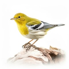 Naklejka premium Pine warbler bird isolated on white background.