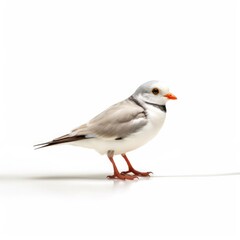 Piping plover bird isolated on white background.