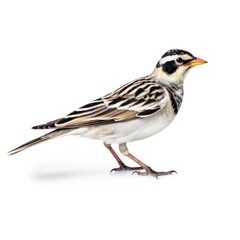 Thick-billed longspur bird isolated on white background.