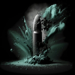 Lipstick banner concept with powder explosion