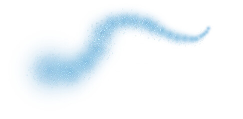 Blue scattering of small particles of sugar crystals, flying salt, top view of baking flour. Blue powder, powdered sugar explosion isolated on transparent background. PNG.