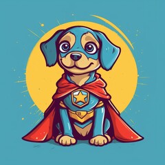 superhero dog cute graphic friendly vector. Generative AI