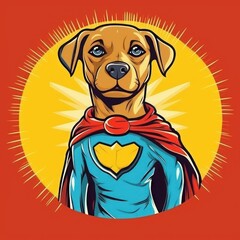 superhero dog cute graphic friendly vector. Generative AI