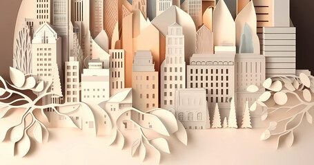 Beautiful 3d art in paper cut style city art