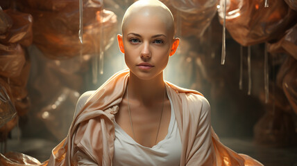 Obraz premium Breast cancer, brave women and fighters