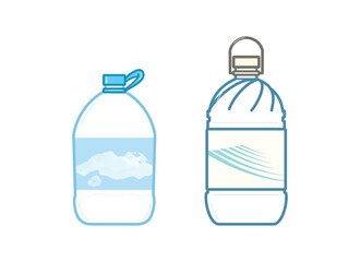 A gallon of liquid containers